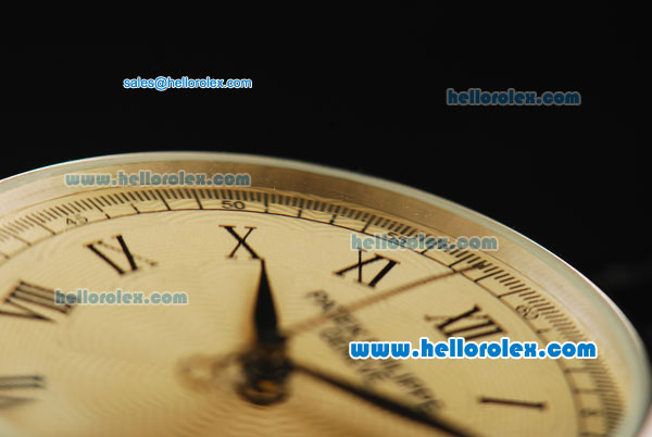 Patek Philippe Calatrava Automatic with Beige Dial and Black Leather Strap - Click Image to Close